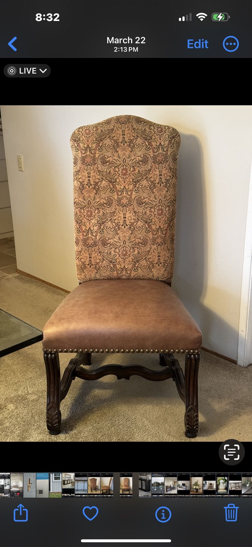 6 Leather Seat Dining Chairs