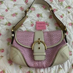 Pink fabric/leather Vintage Coach Soho Hobo Bag (Smaller version)