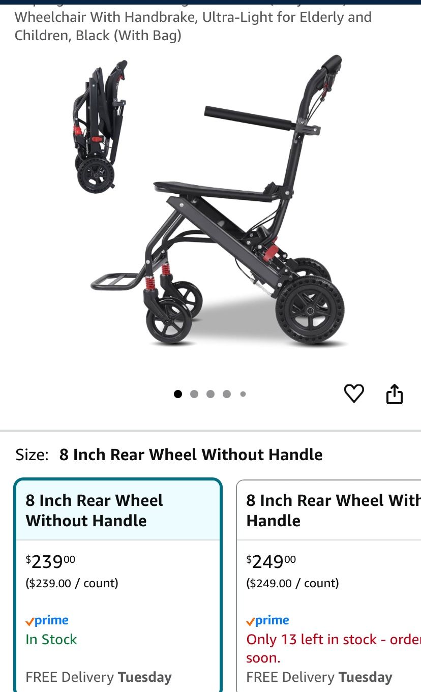 Hopelight Portable Folding Wheelchair (Only 14lbs) - Travel Wheelchair With (SR) MSRP: $239.0 - New
