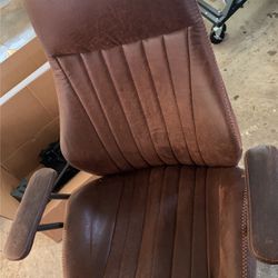 Leather Office Chair - Brown with Gold Lacing