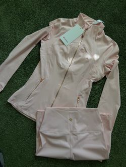 Pink lululemon define jacket set