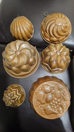 Antique Copper Molds Aspic Baking Jello Tin