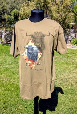 Pamplona Irunea Spain Khaki Toro Bull Tourist Logo Graphic XL Cotton Shirt NOS