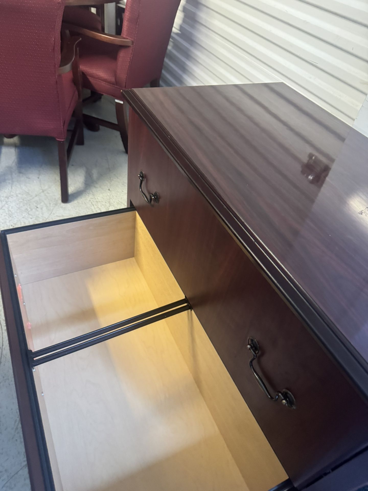 A Break room Set (1 Round Table 4 Chairs And A 2 Drawer Cabinet All For