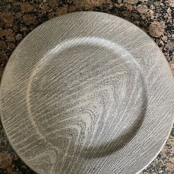 Gray Faux Wood Charger Plates