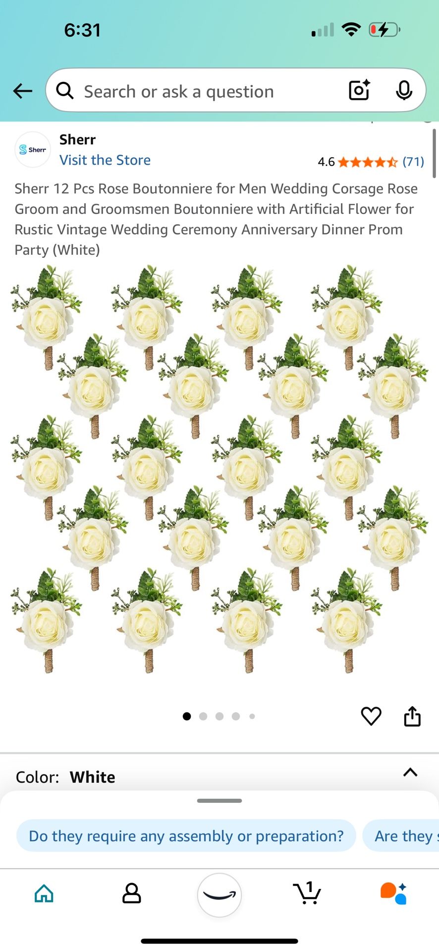 Set Of 12 Rose boutonnière