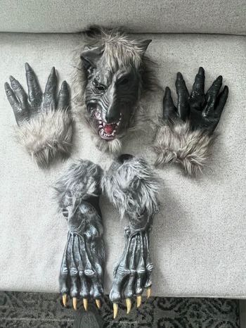 Werewolf Mask, Gloves, Shoes set - adult one size