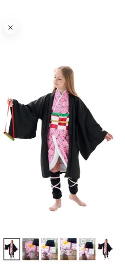 Girls Kimono kochou Japanese anime Halloween costume robe size small (110)