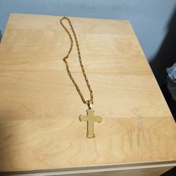 Stainless Steel Gold Chain With Cross