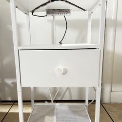 LED Nightstands Set of 2 Bedside Tables Side Table End Table White Fabric-Wood