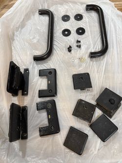 CRL black glass shower door handle kit, including two tubular pull handles, two mounting