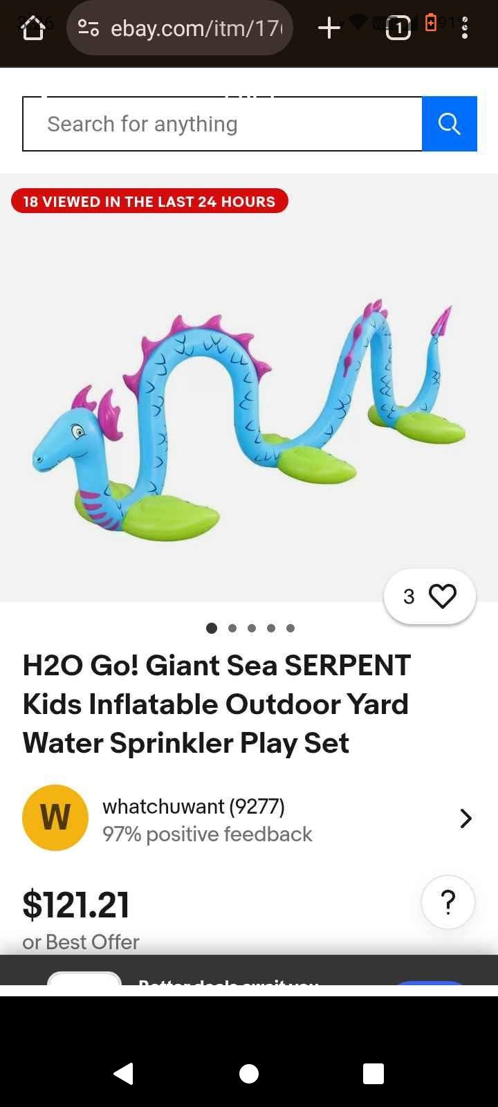 New Water Serpant Sprinkler Bye H20go Ages 3 And Up
