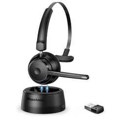 Bluetooth Headset, Wireless Headphone with Microphone for Computer, On Ear Bluetooth Headset with USB Dongle for Office Call Center Skype Zoom Meeting