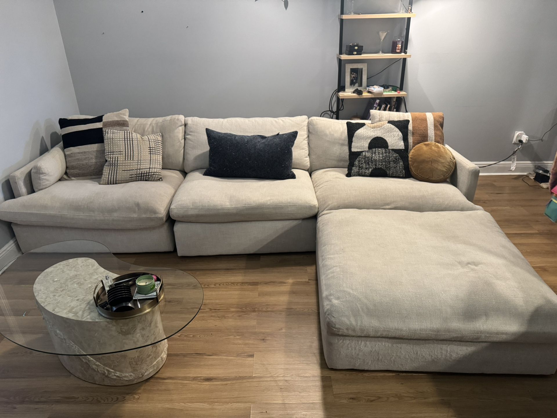 4-Piece Modular Sectional Couch- Performance Fabric, Pet-friendly, non-smoking