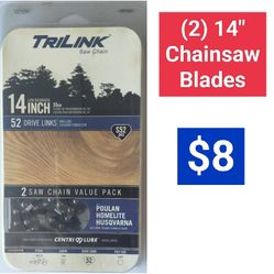 (2) 14" New TriLink Chainsaw Blades Saw Chain 
