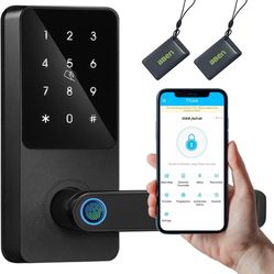 Fingerprint Keyless Entry Door Lock with Reversible Handle,Touchscreen Keypad,Electric Locks for Front Door,Digital Door Locks,Easy Installtion for Ho