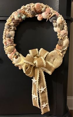 Handmade Shell and Burlap Wreath