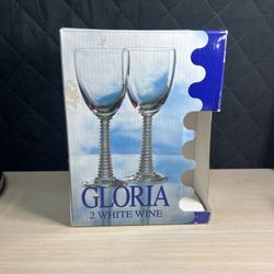GLORIA COBALT BLUE SPIRAL STEM GOBLET GLASSES x 2