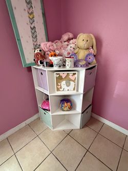 White Corner Storage Shelf Unit