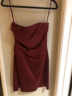 Burgundy sleeveless satin dress