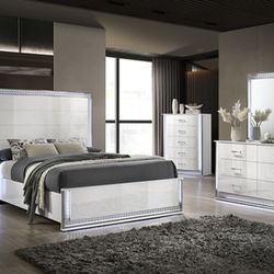 White Queen Bed Frame - Dressers Sold Separate 