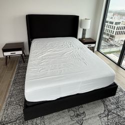 Modern Queen Bedroom Set – Casper Mattress, Upholstered Bed, Rug + Nightstands