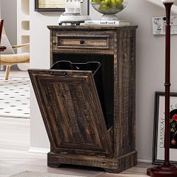 Spurgehom 13 Gallons Tilt Out Trash Can Cabinet Hidden Kitchen Waste Bins Free Standing Recycling