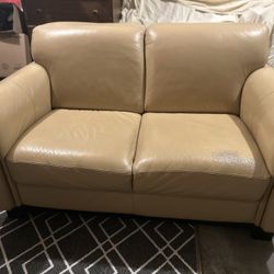 Tan Leather Loveseat
