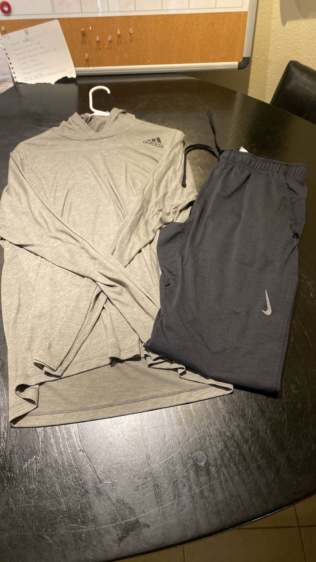 Grey Men’s Joggers & Army Green Adidas Hoodie