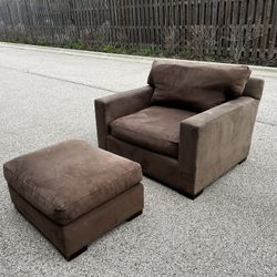 Beautiful Brown Crate & Barrel Chair and Ottoman! ***Free Delivery***