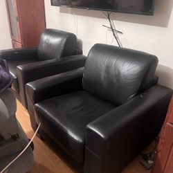 Black Faux Leather Sofa Armchairs