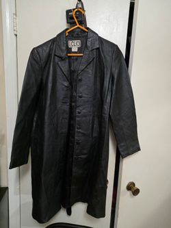 Clio Black Leather Long Coat