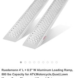Ruedamann 4' L × 8.5" W Aluminum Loading Ramp, 880 lbs Capacity for ATV,Motorcycle,Quad,Lawn Mower,Snow Blower and More, 1 Pair