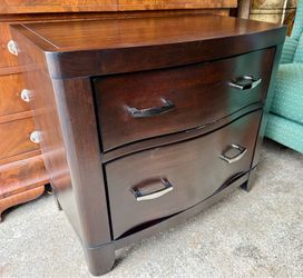 2 Drawer Dark Walnut Contemporary Nightstand / Credenza