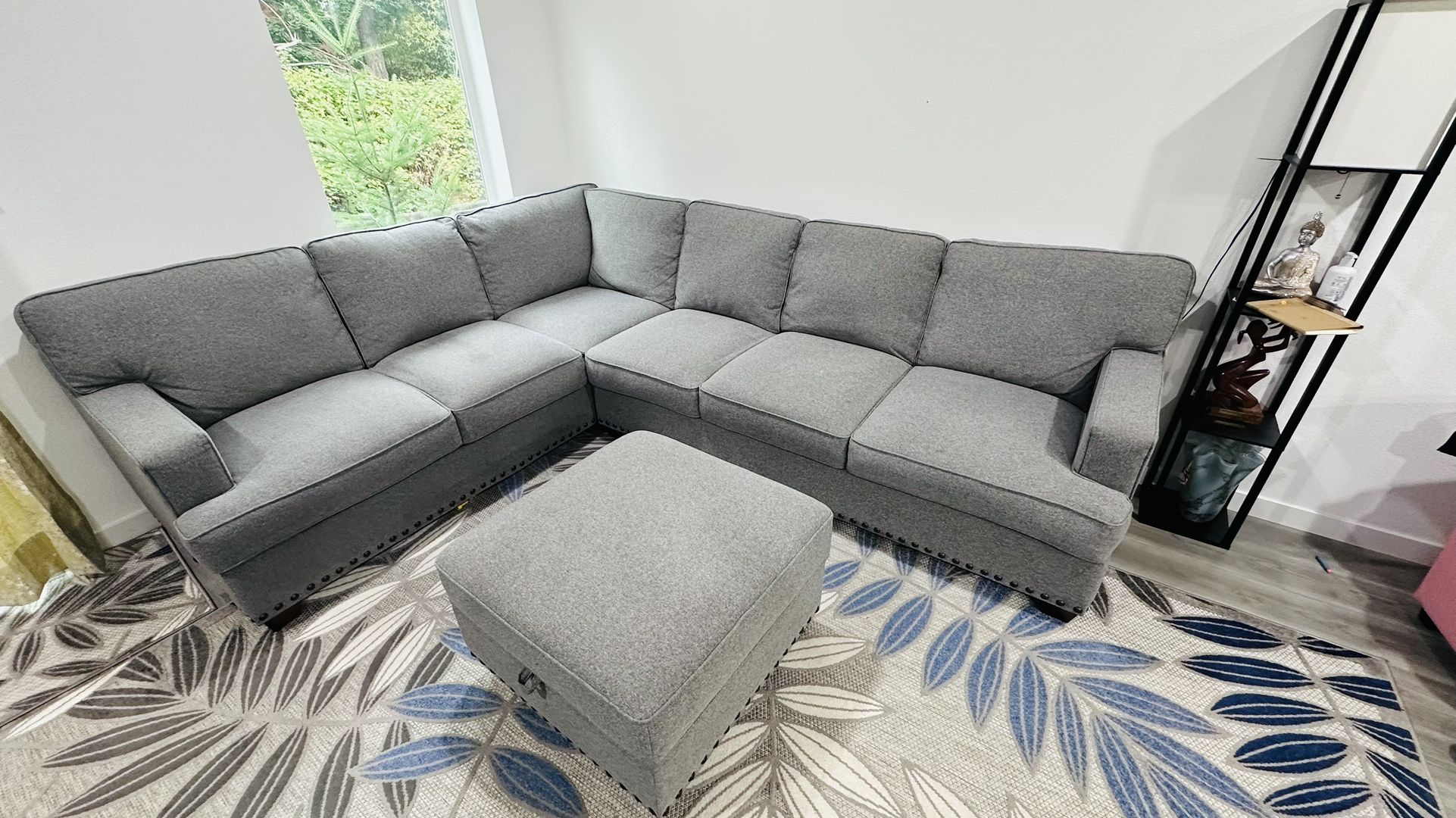 Thomasville Emilee Fabric Sectional with Storage Ottoman for Sale in