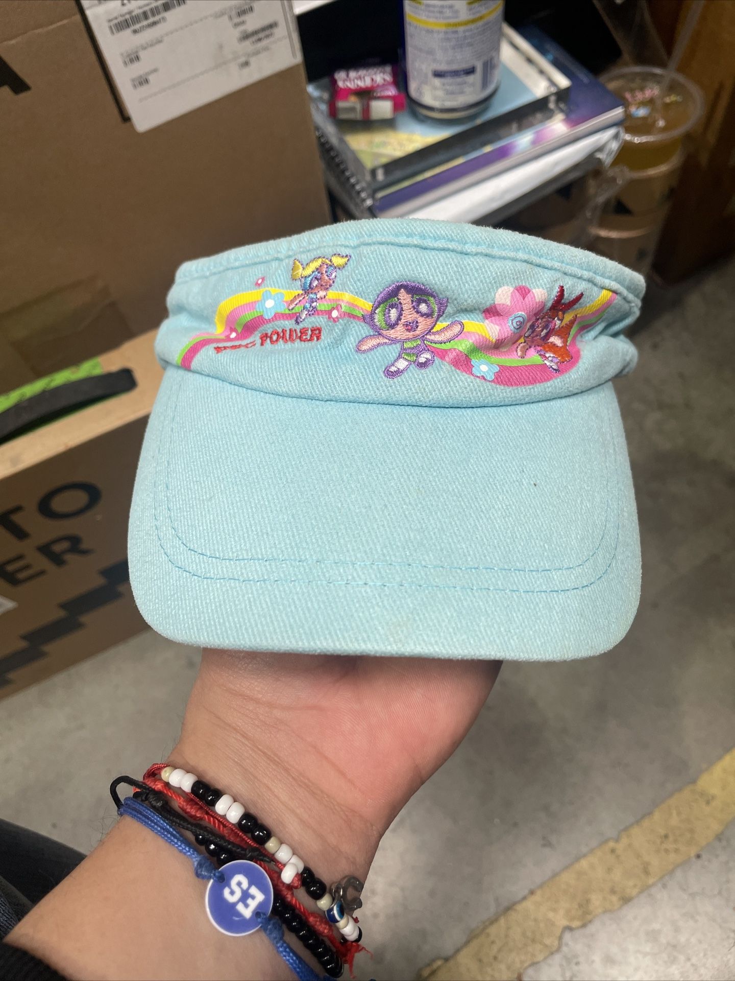 Vintage 2001 Power Puff Girls Cartoon Network Visor Embroidered Adjustable Adult