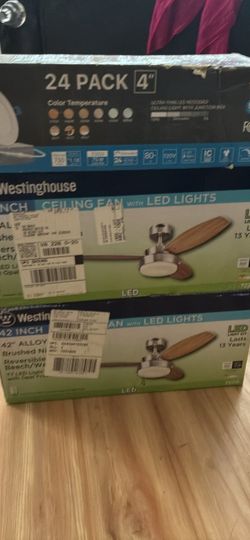 Full Room Upgrade Bundle: 2 Westinghouse Ceiling Fans & 24 LED Recessed Lights
