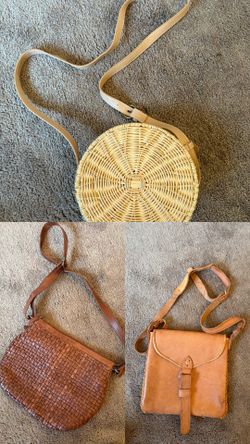 Lot of 3 Hand/Crossbody Bags Leather Wicker