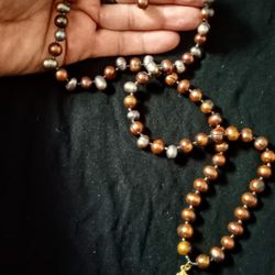 Rosary Dark Pearl Necklace 