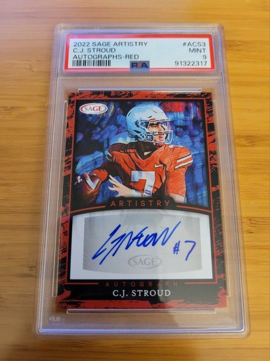Pop2 PSA 9 Auto Rc CJ Stroud 2022 Sage Artistry Red Rookoe Autograph