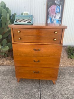 Vintage Walnut Mid Century Modern Wood Dresser