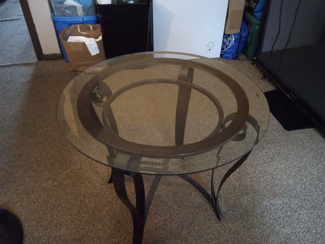 Antique Glass Steel Table