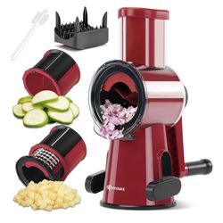 Hand Crank Vegetable Chopper & Slicer Red New