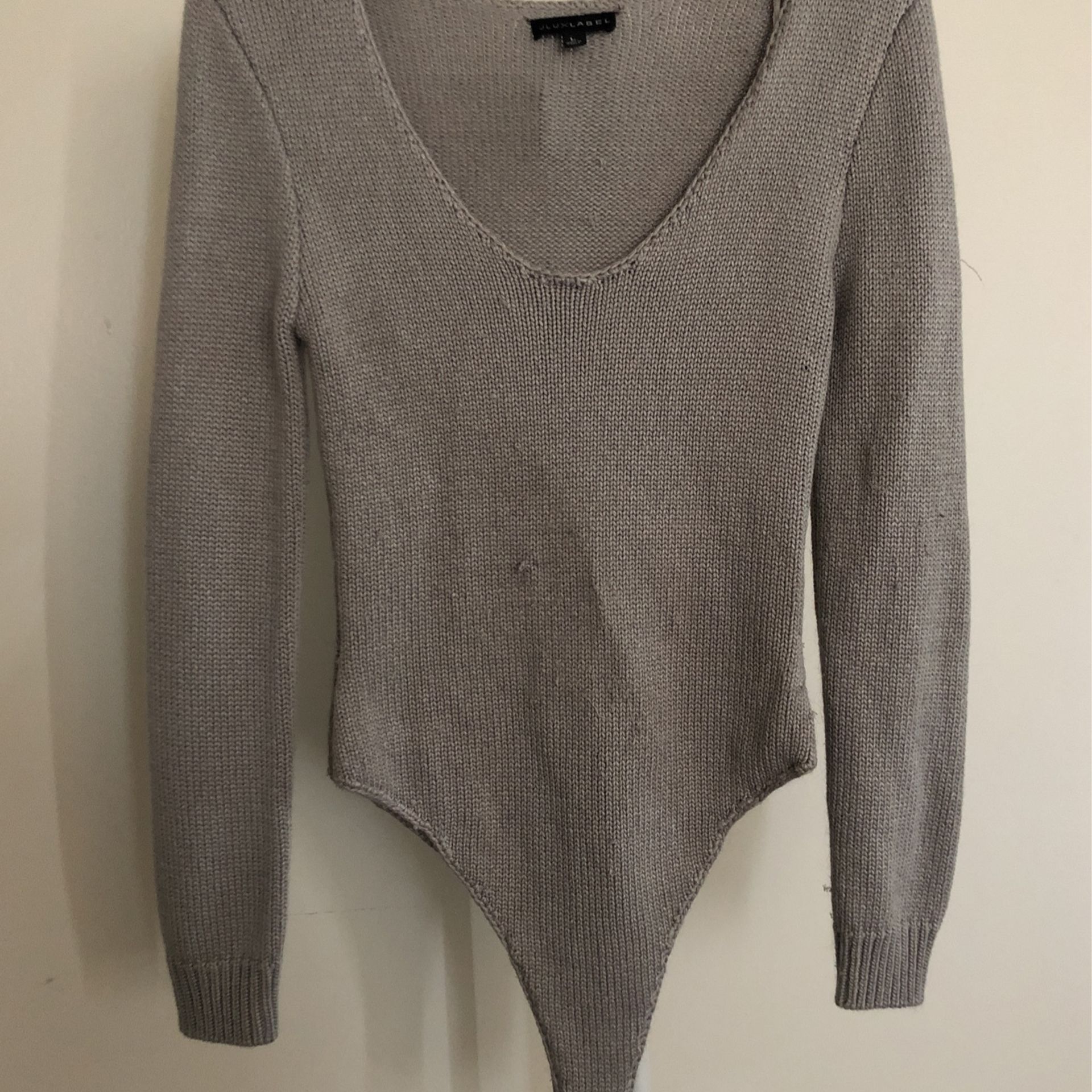 JLUXBASIX Grey LUNA MOCK NECK BODYSUIT