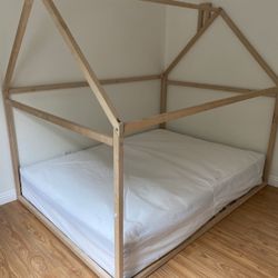 House Design Floor Bed  Wood Toddler Bed Frame Full Size 