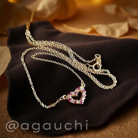 14K❤️💎 Heart Natural Ruby & Diamond Necklace ✨👌
