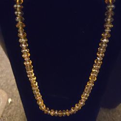 15" Necklace With Amber Glass/Citrine