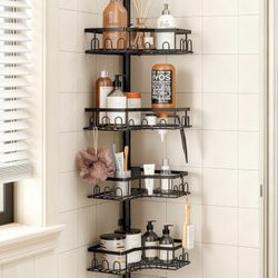 Brand New Corner Shower Caddy Tension Pole - 4-Tier Shower Corner Shelf for Bathtub Bathroom Shower Organizer