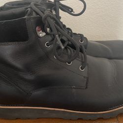 Men's UGG Leather Work Boots Waterproof Shearling Lined Black Size 14