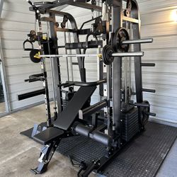 Smith Machine 300 | Adjustable Bench | 245lb Cast Iron Olympic Weights | 7ft Olympic Bar | Fitness | Gym Equipment | FREE DELIVERY/INSTALLTION 🚚 